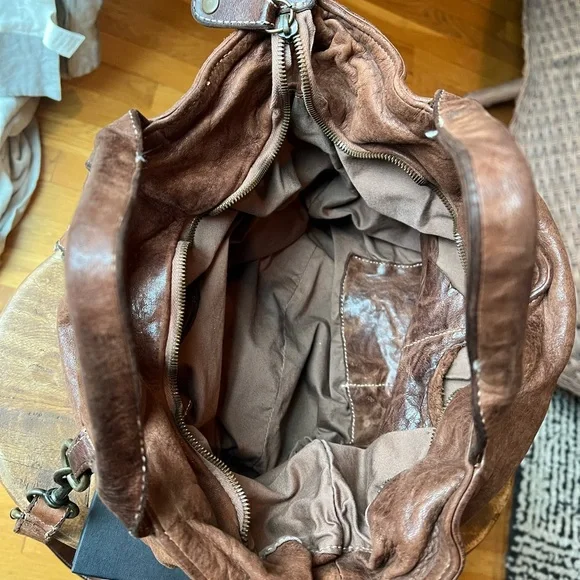 Langellotti made in Italy Leather Woven Convertible Backpack Tote Bag - Picture 4 of 6